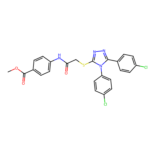 Methyl 4-[[2-[[4,5-bis(4-chlorophenyl)-1,2,4-triazol-3-yl]sulfanyl]acetyl]amino]benzoate structure