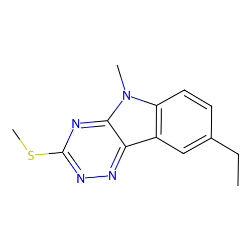 8-ethyl-5-methyl-3-(methylsulfanyl)-5H-[1,2,4]triazino[5,6-b]indole structure