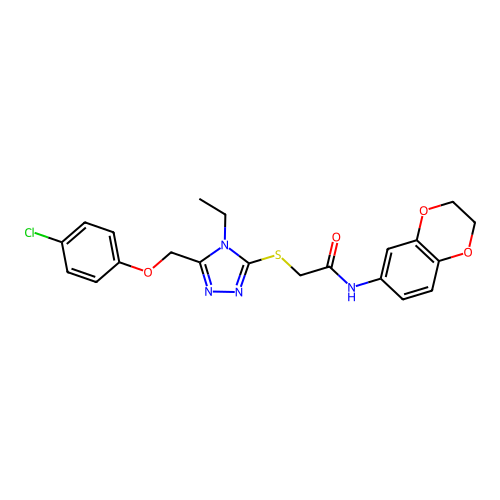 2-((5-((4-chlorophenoxy)methyl)-4-ethyl-4H-1,2,4-triazol-3-yl)thio)-N-(2,3-dihydrobenzo[b][1,4]dioxin-6-yl)acetamide structure