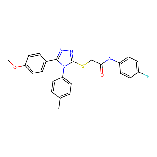 N-(4-fluorophenyl)-2-{[5-(4-methoxyphenyl)-4-(4-methylphenyl)-4H-1,2,4-triazol-3-yl]sulfanyl}acetamide structure