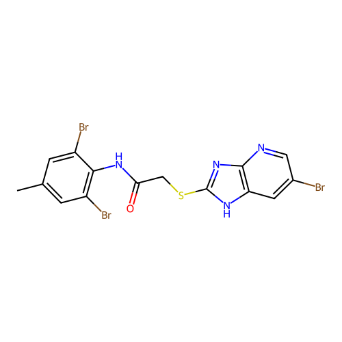 2-[(6-bromo-1H-imidazo[4,5-b]pyridin-2-yl)sulfanyl]-N-(2,6-dibromo-4-methylphenyl)acetamide structure