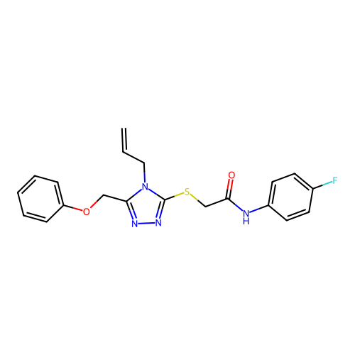 N-(4-fluorophenyl)-2-{[5-(phenoxymethyl)-4-(prop-2-en-1-yl)-4H-1,2,4-triazol-3-yl]sulfanyl}acetamide structure