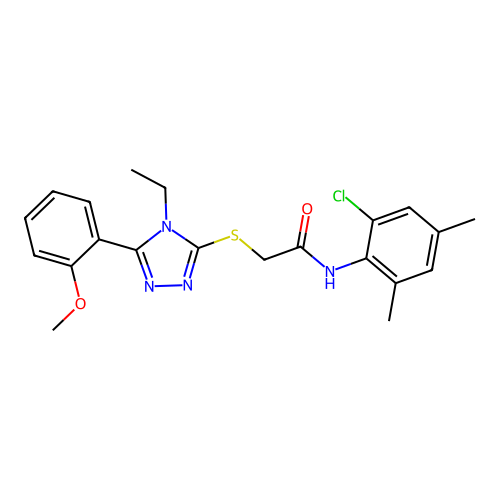 N-(2-chloro-4,6-dimethylphenyl)-2-{[4-ethyl-5-(2-methoxyphenyl)-4H-1,2,4-triazol-3-yl]sulfanyl}acetamide structure