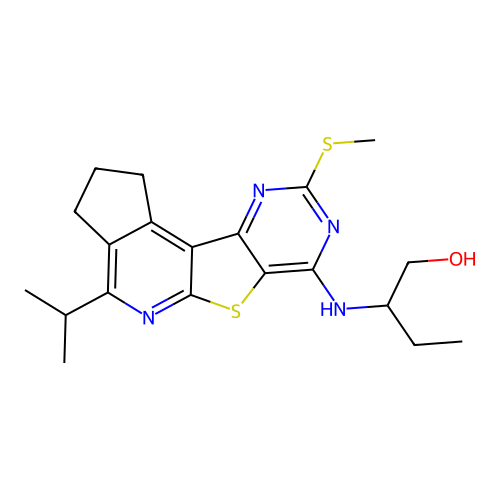 2-((4-isopropyl-9-(methylthio)-2,3-dihydro-1H-cyclopenta[4',5']pyrido[3',2':4,5]thieno[3,2-d]pyrimidin-7-yl)amino)butan-1-ol structure