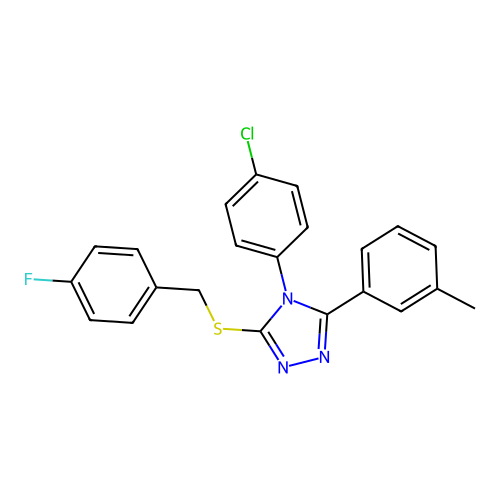 4-(4-chlorophenyl)-3-[(4-fluorophenyl)methylsulfanyl]-5-(3-methylphenyl)-1,2,4-triazole structure