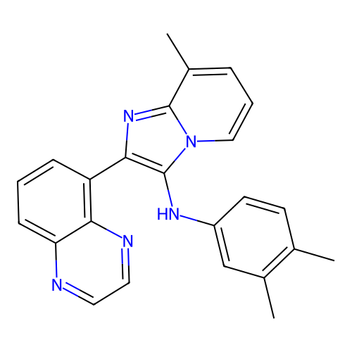 N-(3,4-dimethylphenyl)-8-methyl-2-(quinoxalin-5-yl)imidazo[1,2-a]pyridin-3-amine structure