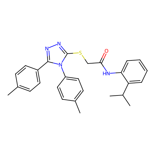 2-[[4,5-bis(4-methylphenyl)-1,2,4-triazol-3-yl]sulfanyl]-N-(2-propan-2-ylphenyl)acetamide structure