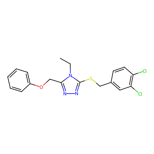3-[(3,4-dichlorobenzyl)sulfanyl]-4-ethyl-5-(phenoxymethyl)-4H-1,2,4-triazole structure