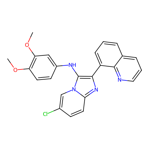6-chloro-N-(3,4-dimethoxyphenyl)-2-(quinolin-8-yl)imidazo[1,2-a]pyridin-3-amine structure