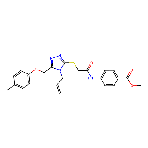 methyl 4-(2-((4-allyl-5-((p-tolyloxy)methyl)-4H-1,2,4-triazol-3-yl)thio)acetamido)benzoate structure