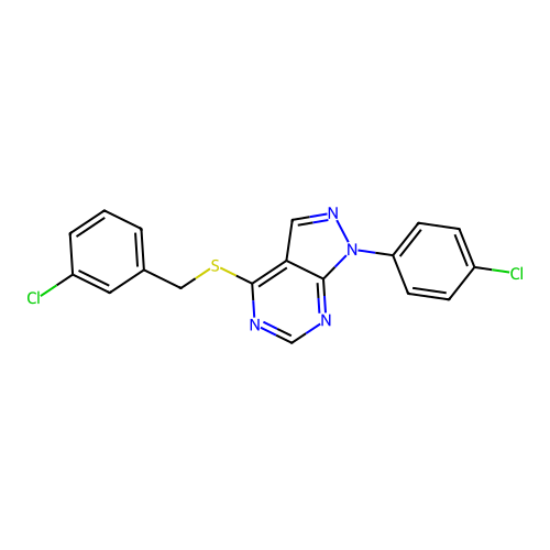 4-[(3-chlorobenzyl)sulfanyl]-1-(4-chlorophenyl)-1H-pyrazolo[3,4-d]pyrimidine structure