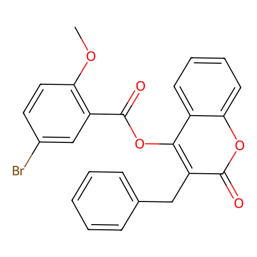 3-benzyl-2-oxo-2H-chromen-4-yl 5-bromo-2-methoxybenzoate structure