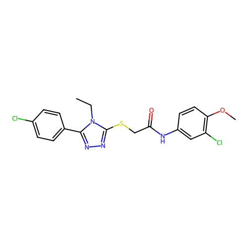 N-(3-chloro-4-methoxyphenyl)-2-{[5-(4-chlorophenyl)-4-ethyl-4H-1,2,4-triazol-3-yl]sulfanyl}acetamide structure