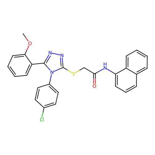 2-{[4-(4-chlorophenyl)-5-(2-methoxyphenyl)-4H-1,2,4-triazol-3-yl]sulfanyl}-N-(naphthalen-1-yl)acetamide structure
