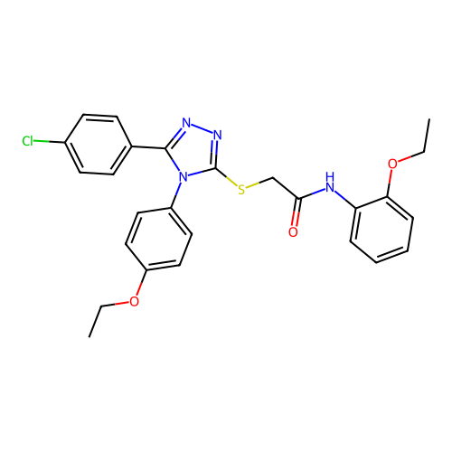 2-[[5-(4-chlorophenyl)-4-(4-ethoxyphenyl)-1,2,4-triazol-3-yl]sulfanyl]-N-(2-ethoxyphenyl)acetamide structure