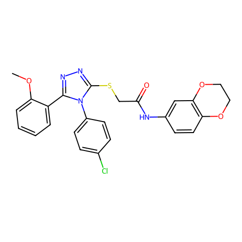 2-{[4-(4-chlorophenyl)-5-(2-methoxyphenyl)-4H-1,2,4-triazol-3-yl]sulfanyl}-N-(2,3-dihydro-1,4-benzodioxin-6-yl)acetamide structure