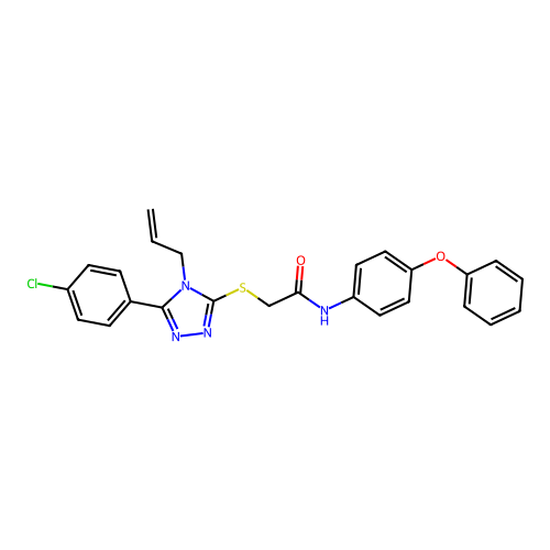 2-[[5-(4-chlorophenyl)-4-prop-2-enyl-1,2,4-triazol-3-yl]sulfanyl]-N-(4-phenoxyphenyl)acetamide structure