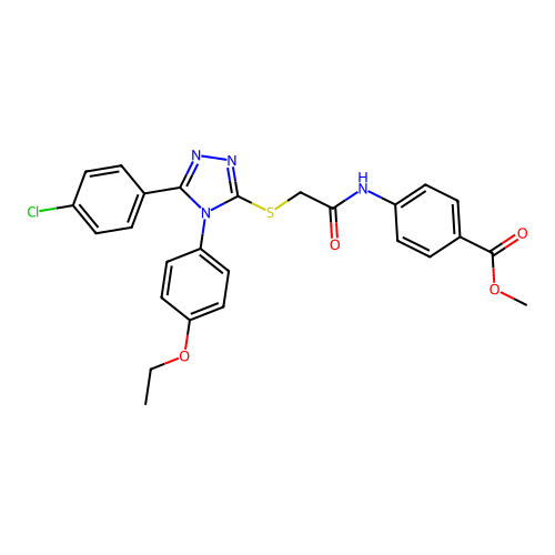 methyl 4-(2-((5-(4-chlorophenyl)-4-(4-ethoxyphenyl)-4H-1,2,4-triazol-3-yl)thio)acetamido)benzoate structure