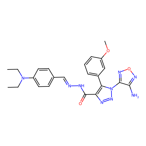(E)-1-(4-amino-1,2,5-oxadiazol-3-yl)-N'-(4-(diethylamino)benzylidene)-5-(3-methoxyphenyl)-1H-1,2,3-triazole-4-carbohydrazide structure