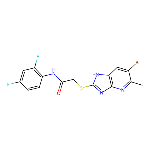 2-[(6-bromo-5-methyl-1H-imidazo[4,5-b]pyridin-2-yl)sulfanyl]-N-(2,4-difluorophenyl)acetamide structure