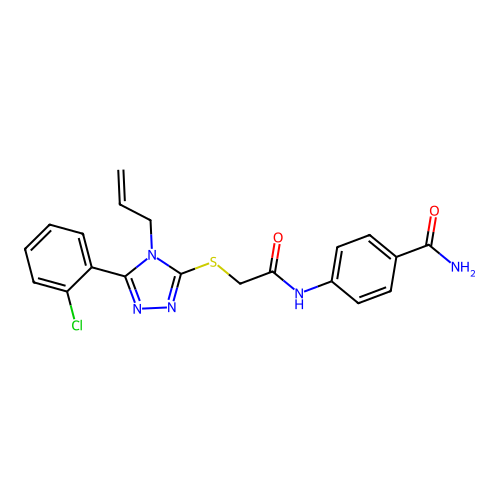 4-(2-((4-allyl-5-(2-chlorophenyl)-4H-1,2,4-triazol-3-yl)thio)acetamido)benzamide structure