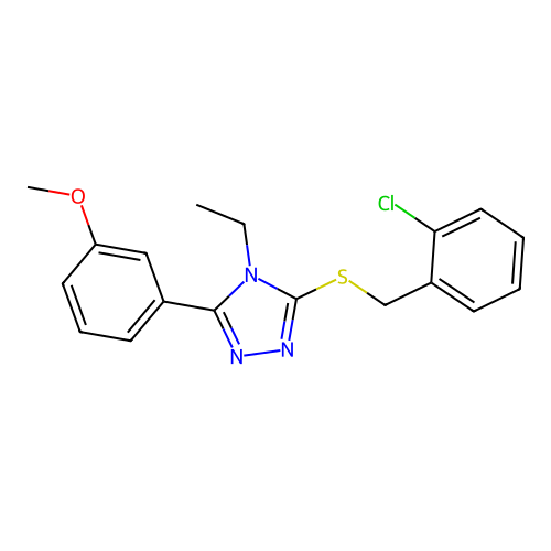 3-[(2-Chlorophenyl)methylsulfanyl]-4-ethyl-5-(3-methoxyphenyl)-1,2,4-triazole structure
