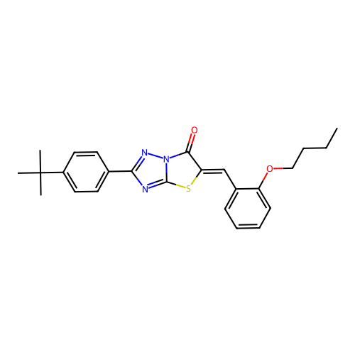 (5Z)-5-(2-butoxybenzylidene)-2-(4-tert-butylphenyl)[1,3]thiazolo[3,2-b][1,2,4]triazol-6(5H)-one structure