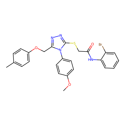 N-(2-bromophenyl)-2-((4-(4-methoxyphenyl)-5-((p-tolyloxy)methyl)-4H-1,2,4-triazol-3-yl)thio)acetamide structure