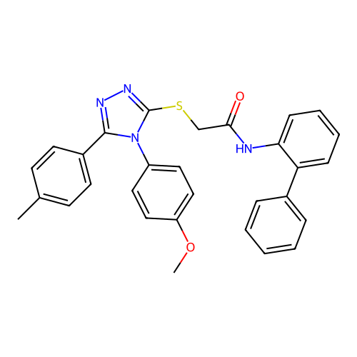 2-[[4-(4-methoxyphenyl)-5-(4-methylphenyl)-1,2,4-triazol-3-yl]sulfanyl]-N-(2-phenylphenyl)acetamide structure