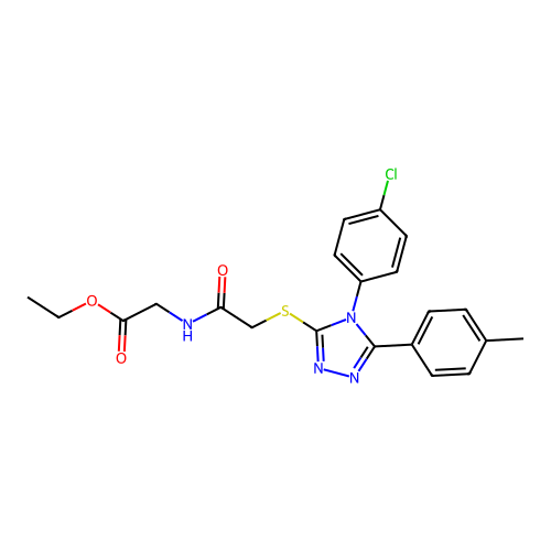 ethyl 2-(2-((4-(4-chlorophenyl)-5-(p-tolyl)-4H-1,2,4-triazol-3-yl)thio)acetamido)acetate structure