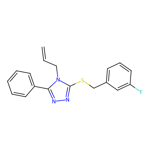 3-[(3-Fluorophenyl)methylsulfanyl]-5-phenyl-4-prop-2-enyl-1,2,4-triazole structure