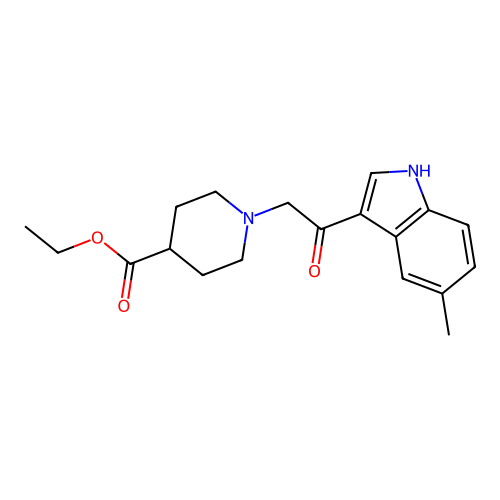 ethyl 1-[2-(5-methyl-1H-indol-3-yl)-2-oxoethyl]piperidine-4-carboxylate structure