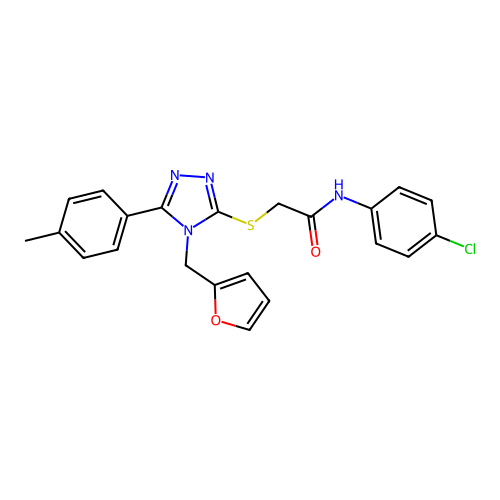 N-(4-chlorophenyl)-2-{[4-(furan-2-ylmethyl)-5-(4-methylphenyl)-4H-1,2,4-triazol-3-yl]sulfanyl}acetamide structure