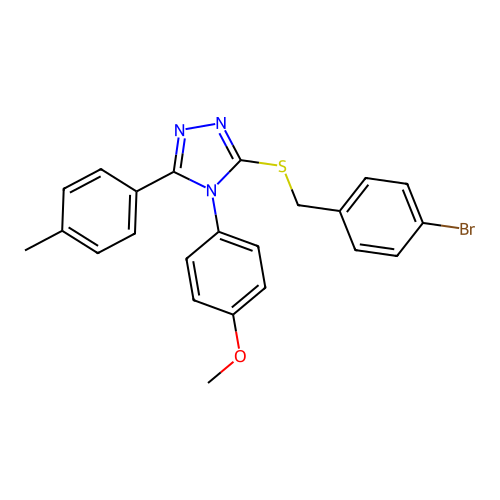 3-[(4-bromophenyl)methylsulfanyl]-4-(4-methoxyphenyl)-5-(4-methylphenyl)-1,2,4-triazole structure
