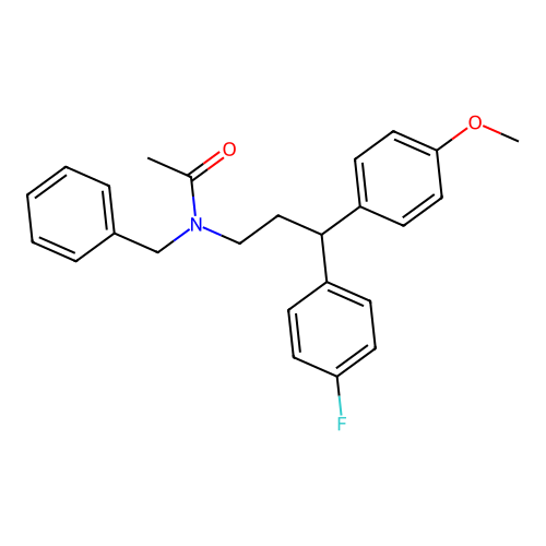 N-benzyl-N-[3-(4-fluorophenyl)-3-(4-methoxyphenyl)propyl]acetamide structure