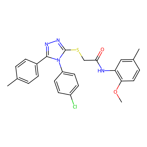 2-((4-(4-chlorophenyl)-5-(p-tolyl)-4H-1,2,4-triazol-3-yl)thio)-N-(2-methoxy-5-methylphenyl)acetamide structure