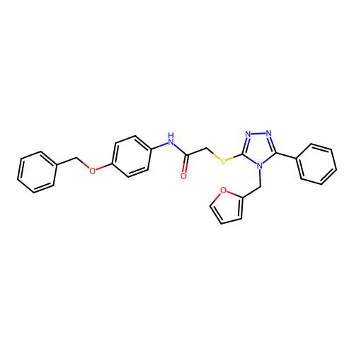N-[4-(benzyloxy)phenyl]-2-{[4-(furan-2-ylmethyl)-5-phenyl-4H-1,2,4-triazol-3-yl]sulfanyl}acetamide structure