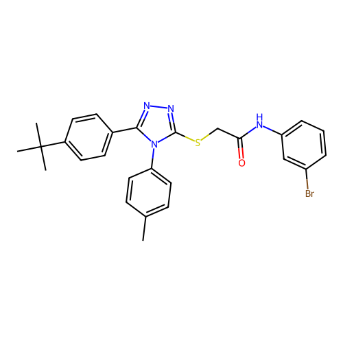 N-(3-bromophenyl)-2-((5-(4-(tert-butyl)phenyl)-4-(p-tolyl)-4H-1,2,4-triazol-3-yl)thio)acetamide structure