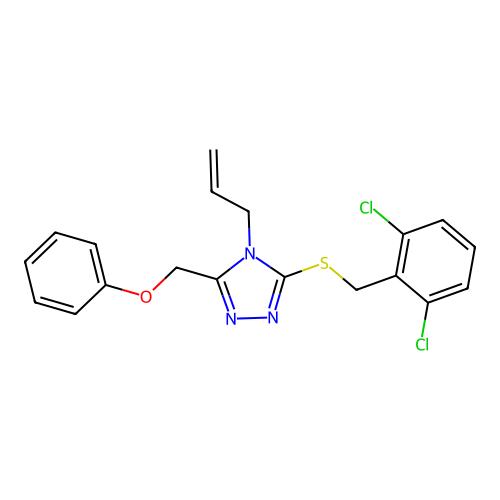 ({5-[(2,6-dichlorophenyl)methylthio]-4-prop-2-enyl-1,2,4-triazol-3-yl}methoxy) benzene structure