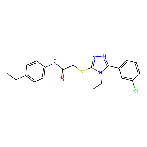 2-{[5-(3-chlorophenyl)-4-ethyl-4H-1,2,4-triazol-3-yl]sulfanyl}-N-(4-ethylphenyl)acetamide structure