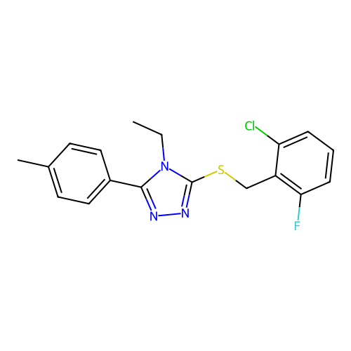 3-((2-chloro-6-fluorobenzyl)thio)-4-ethyl-5-(p-tolyl)-4H-1,2,4-triazole structure