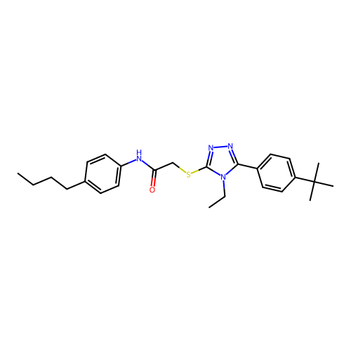 N-(4-butylphenyl)-2-{[5-(4-tert-butylphenyl)-4-ethyl-4H-1,2,4-triazol-3-yl]sulfanyl}acetamide structure