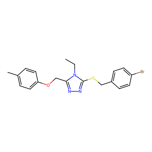 3-[(4-bromophenyl)methylsulfanyl]-4-ethyl-5-[(4-methylphenoxy)methyl]-1,2,4-triazole structure