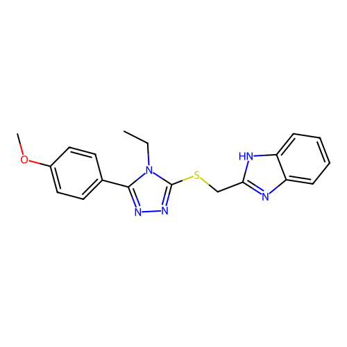 1-[5-(benzimidazol-2-ylmethylthio)-4-ethyl(1,2,4-triazol-3-yl)]-4-methoxybenze ne structure