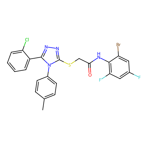 N-(2-bromo-4,6-difluorophenyl)-2-{[5-(2-chlorophenyl)-4-(4-methylphenyl)-4H-1,2,4-triazol-3-yl]sulfanyl}acetamide structure
