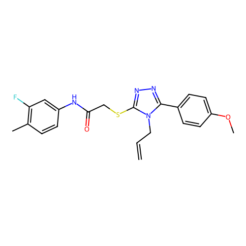 2-((4-allyl-5-(4-methoxyphenyl)-4H-1,2,4-triazol-3-yl)thio)-N-(3-fluoro-4-methylphenyl)acetamide structure