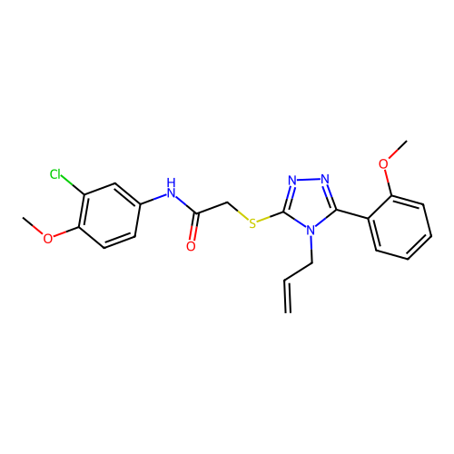 N-(3-chloro-4-methoxyphenyl)-2-{[5-(2-methoxyphenyl)-4-(prop-2-en-1-yl)-4H-1,2,4-triazol-3-yl]sulfanyl}acetamide structure