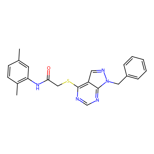 2-((1-benzyl-1H-pyrazolo[3,4-d]pyrimidin-4-yl)thio)-N-(2,5-dimethylphenyl)acetamide structure