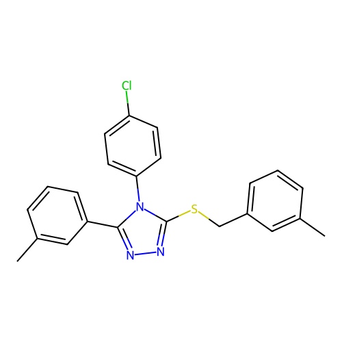 4-(4-chlorophenyl)-3-(3-methylphenyl)-5-[(3-methylphenyl)methylsulfanyl]-1,2,4-triazole structure