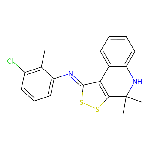 (Z)-3-chloro-N-(4,4-dimethyl-4,5-dihydro-1H-[1,2]dithiolo[3,4-c]quinolin-1-ylidene)-2-methylaniline structure